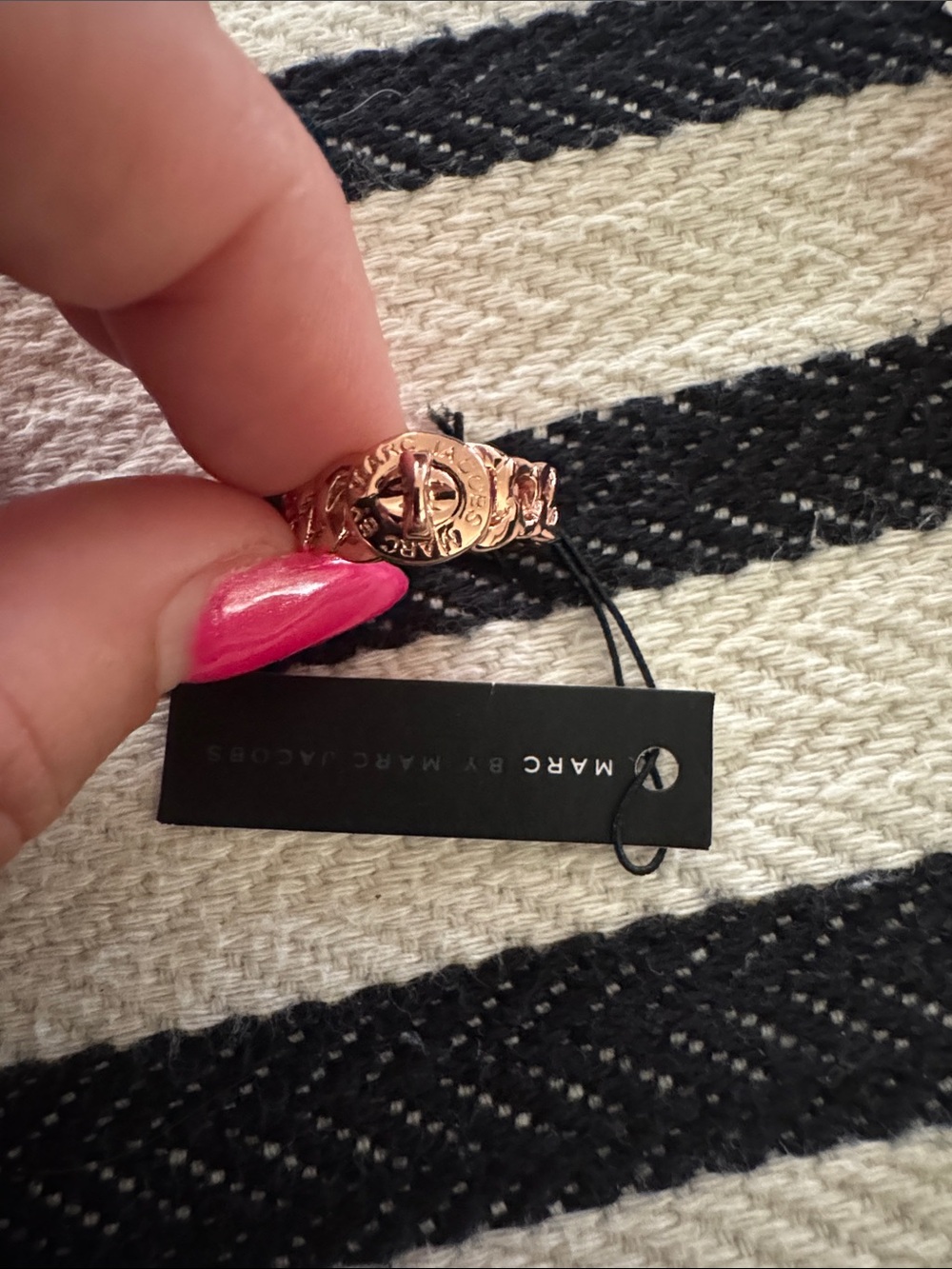 Marc by Marc Jacobs Rose Gold Logo Signet Ring